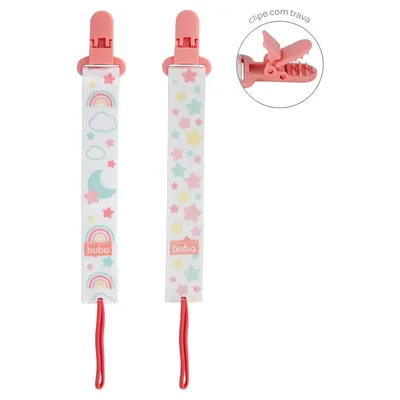 Kit Prendedor De Chupeta Buba Estrelas - 02 peças Kit Prendedor De Chupeta Buba Estrelas - 02 peças