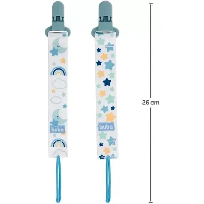 Kit Prendedor De Chupeta Buba Estrelas - 02 peças Kit Prendedor De Chupeta Buba Estrelas - 02 peças