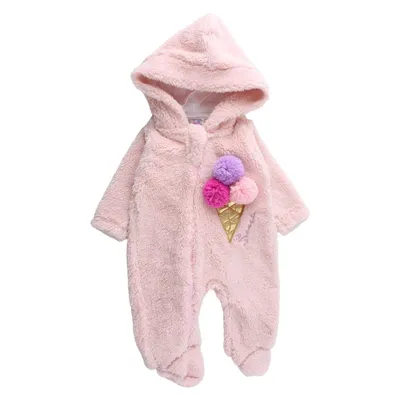 Macacão Longo Bebê Din Don Sorvete Com Capuz