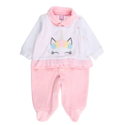 Macacão Longo Bebê Din Don Unicórnio Bordado