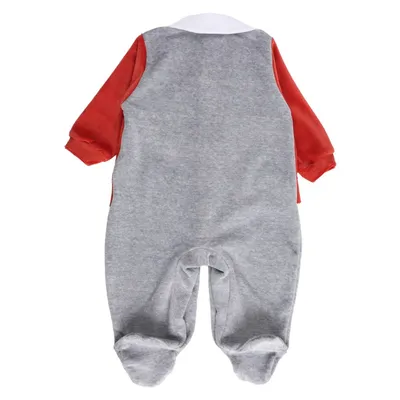 Macacão Longo Plush Bebê Din Don Bordado Brasão