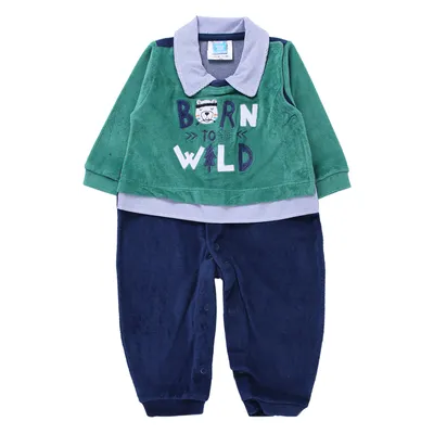 Macacão Longo Plush Bebê Din Don Detalhe Bordado