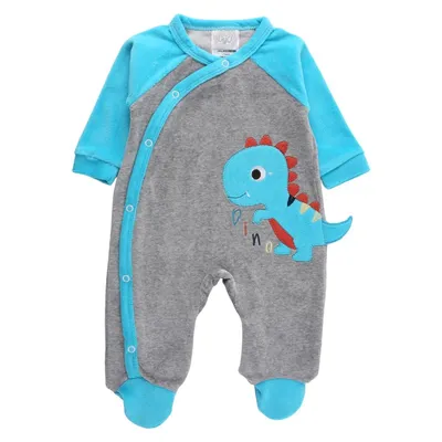 Macacão Longo Baby Gijo Plush Bordado Dino