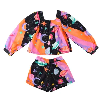 Conjunto Infantil Kookabu Bata Manga Longa + Shorts