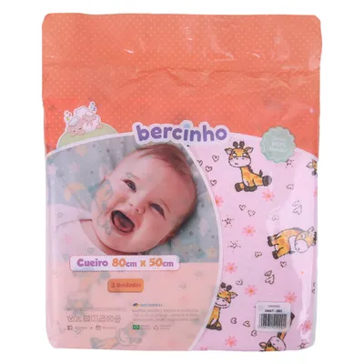Kit Cueiro Flanelado Incomfral Bercinho Estampado - 03 Peças Kit Cueiro Flanelado Incomfral Bercinho Estampado - 03 Peças