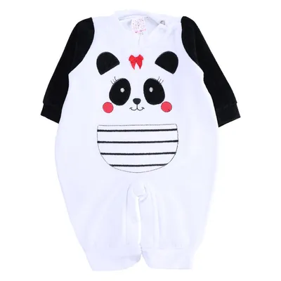 Macacão Longo Bebê Petutinha Bordado Pandinha