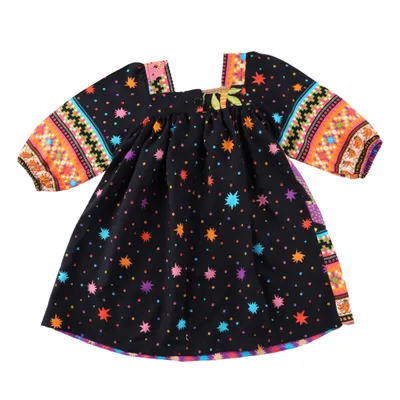 Vestido Manga Longa Infantil Color Mini Estampado Vestido Manga Longa Infantil Color Mini Estampado