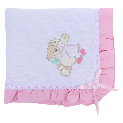 Manta Piquezinho Alexandra Matel Bordado Com Babados Manta Piquezinho Alexandra Matel Bordado Com Babados