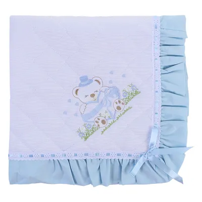 Manta Piquezinho Alexandra Matel Bordado Com Babados Manta Piquezinho Alexandra Matel Bordado Com Babados