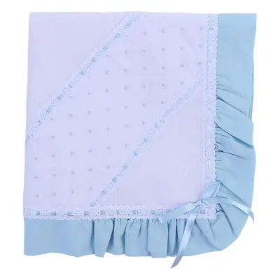 Manta Piquet Alexandra Com Faixa Bordada De Coração E Babado Manta Piquet Alexandra Com Faixa Bordada De Coração E Babado