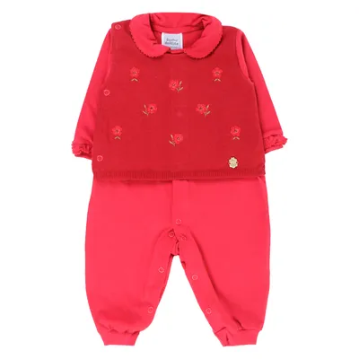 Saída Maternidade Sonho Mágico Bordado Flores  02 Peças