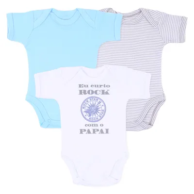 Kit Body Manga Curta Bebê Baby Best Liso - 03 Peças Kit Body Manga Curta Bebê Baby Best Liso - 03 Peças
