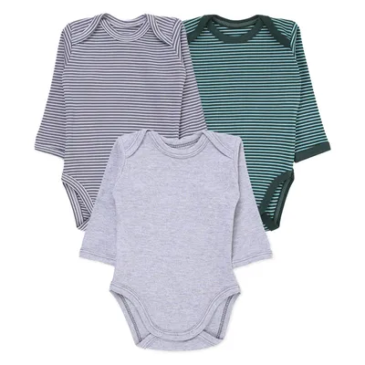Kit Body Manga Longa Bebê Baby Best Liso - 03 Peças Kit Body Manga Longa Bebê Baby Best Liso - 03 Peças