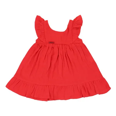 Vestido Bebê Kookabu Liso Com Detalhe Nas Mangas