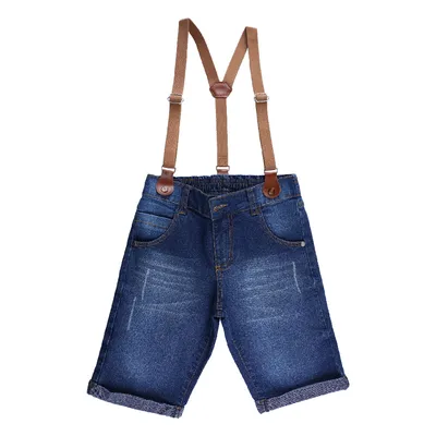 Bermuda Jeans Infantil Kookabu Com Supensório Bermuda Jeans Infantil Kookabu Com Supensório
