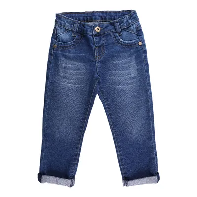 Calça Jeans Infantil Kookabu Com Bigode E Barra Virada Calça Jeans Infantil Kookabu Com Bigode E Barra Virada