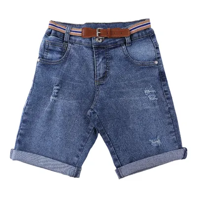 Bermuda Jeans Infantil Kookabu Com Puídos E Cinto