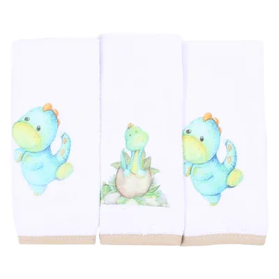 Pano de Boca Art Bebê Aquarela Dinossauro - 3 Peças 