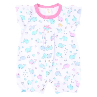 Macacão Curto Bebê Presente De Anjo Estampa Baleia