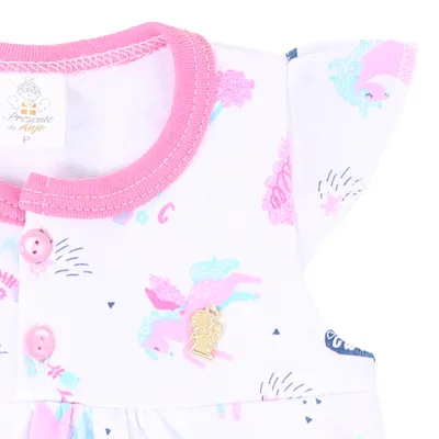 Macacão Curto Bebê Presente De Anjo Estampa Unicórnio