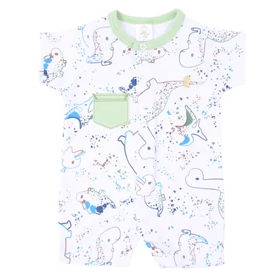 Macacão Curto Bebê Presente De Anjo Estampa Dinossauro