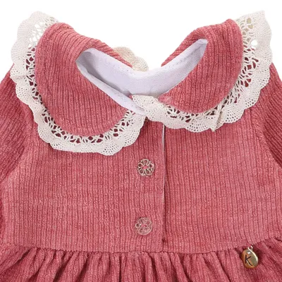 Vestido Bebê Kiki Cotelê Gola Renda Vestido Bebê Kiki Cotelê Gola Renda