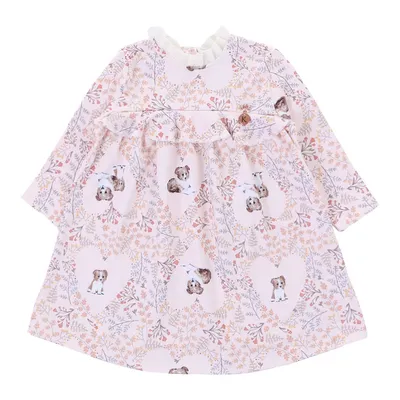 Vestido Bebê Kiki Estampa Cachorrinho Com Casaco Vestido Bebê Kiki Estampa Cachorrinho Com Casaco