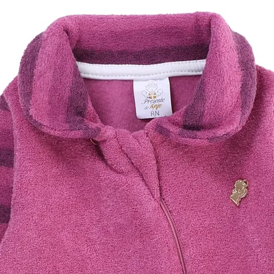 Macacão Longo Bebê Presente De Anjo Plush Detalhe Listrado