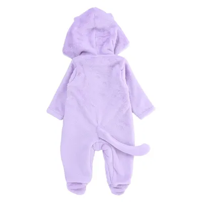 Macacão Longo Bebê Din Don Fleece Bordado Gatinha