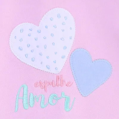 Macacão Longo Bebê Din Don Bordado Coração