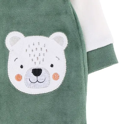 Macacão Longo Bebê Din Don Plush Bordado Ursos