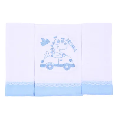 Kit Pano De Boca Art Bebê Fralda Dino - 3 Peças Kit Pano De Boca Art Bebê Fralda Dino - 3 Peças