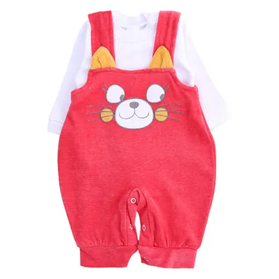 Macacão Longo Bebê Petutinha Plush Jardineira Gato