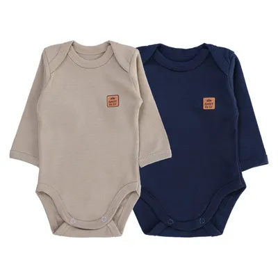 Kit Body Manga Longa Baby Best Algodão Pima - 2 Peças