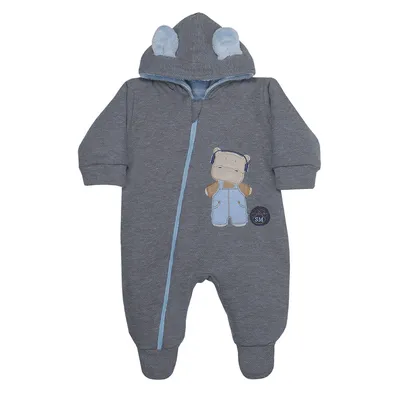 Macacão Longo Bebê Sonho Mágico Com Capuz Hipopótamo