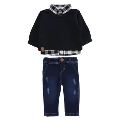 Conjunto Bebê Aconchego Camisa , Suéter E Calça 3 Peças Conjunto Bebê Aconchego Camisa , Suéter E Calça 3 Peças