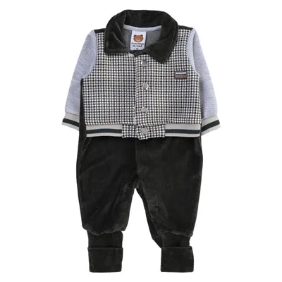 Macacão Longo Aconchego Do Bebê Estampa Xadrez