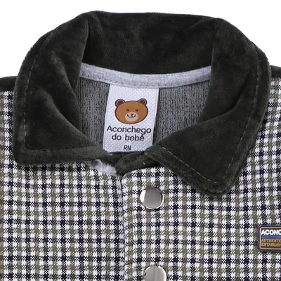 Macacão Longo Aconchego Do Bebê Estampa Xadrez
