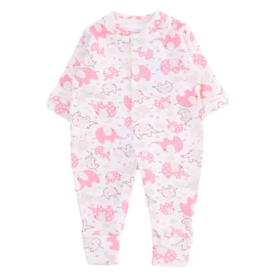 Macacão Longo Bebê Mub Suedine Vira Pé Estampa Elefantes