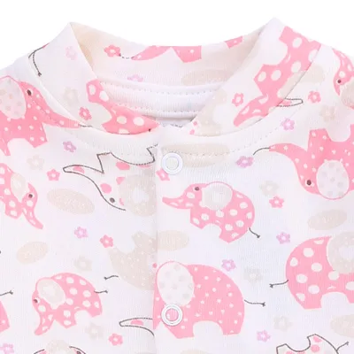 Macacão Longo Bebê Mub Suedine Vira Pé Estampa Elefantes