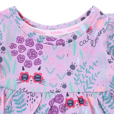 Vestido Bebê Kookabu Manga Longa Estampa Flores Vestido Bebê Kookabu Manga Longa Estampa Flores