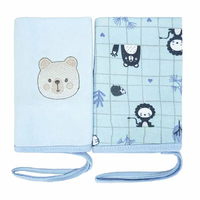 Kit Pano De Boca Baby Joy Com Prendedor Bichos - 2 Peças