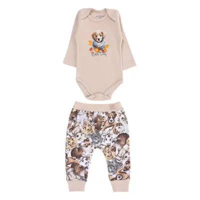 Conjunto Bebê Estilinho Suedine Estampa Cachorrinho