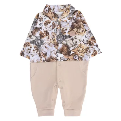 Macacão Longo Bebê Estilinho Malha E Suedine Estampa Dogs