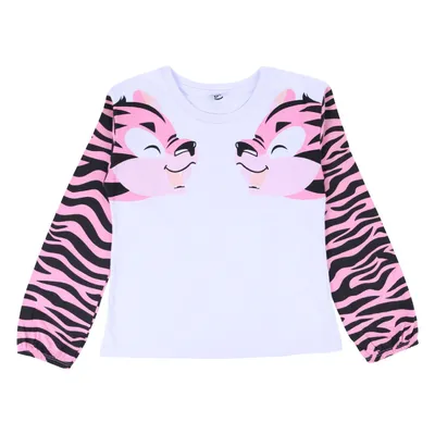 Blusa Manga Longa Infantil Kookabu Meia Malha Estampa Tigre