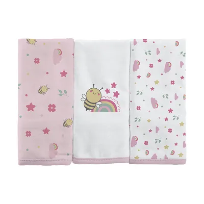 Kit Pano De Boca Bublim Estampa Jardim Encantado - 3 Peças Kit Pano De Boca Bublim Estampa Jardim Encantado - 3 Peças