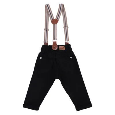 Calça Sarja Bebê Kookabu Com Bolso E Suspensório