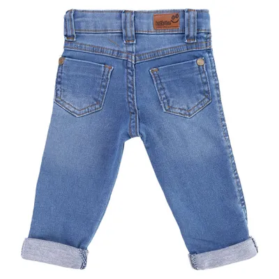 Calça Jeans Bebê Kookabu Lavagem Used Com Puídos E Bigode