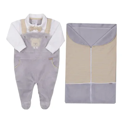 Saída De Maternidade Paraíso Pelo Com Gravatinha - 2 Peças