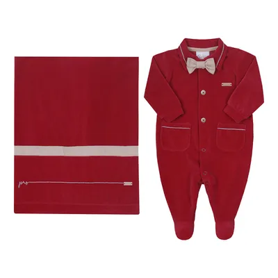 Saída De Maternidade Paraíso Plush Com Gravatinha - 2 Peças